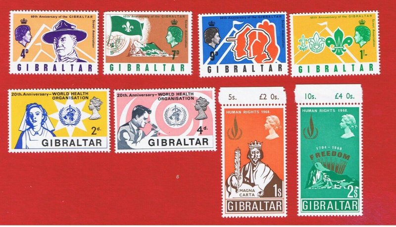 Gibraltar #209-216  MNH OG  3 small sets   Free S/H