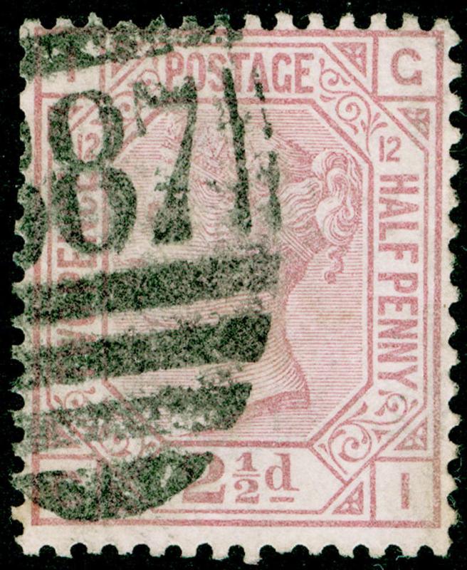 SG141, 2½d rosy mauve PLATE 12, USED. Cat £60. GI 