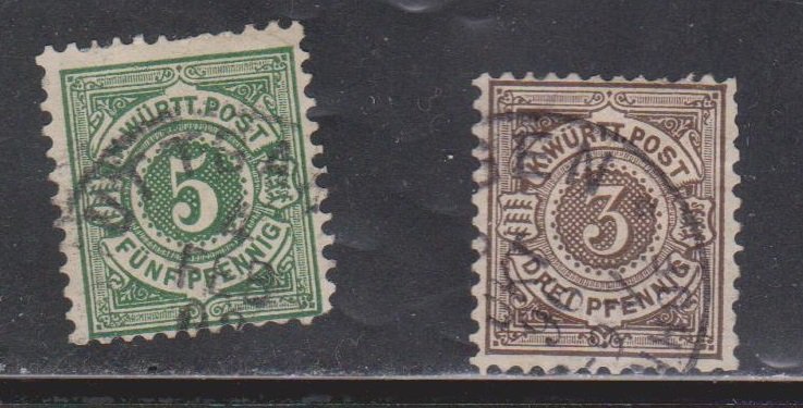 WURTTEMBERG Scott # 57, 59 Used