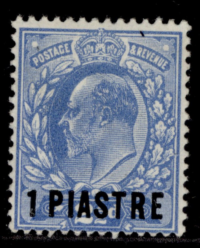 BRITISH LEVANT EDVII SG25, 1pi on 2½d bright blue, M MINT. Cat £27.