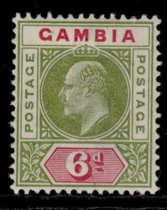 GAMBIA QV SG51, 6d pale sage-green & carmine, LH MINT. Cat £19.