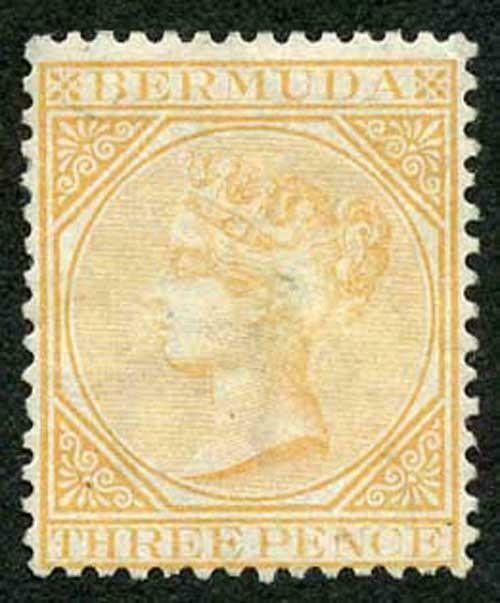 Bermuda SG5a 3d yellow buff wmk crown CC Perf 14 Mint (part gum)