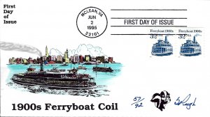 Pugh Designed/Painted 1900 Ferryboat Coil FDC...57 of  92 created!