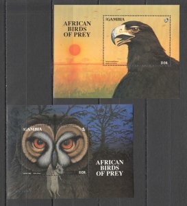 B0076 Gambia Fauna African Birds Of Prey Eagles Owls 2Bl Mnh