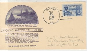 U. S. Chicargo Historical Cachet Philatelic Soc. Illust.1952 Stamp Cover Rf37554