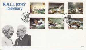 Jersey 1984,  RNLI,   set of 6,  on  FDC