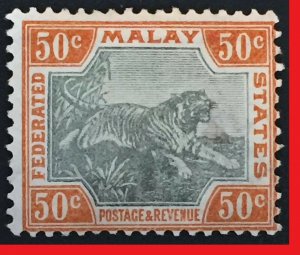 MALAYA 1900-01 Federated Malay States FMS Tiger 50c MH wmk CA SG#22a M2541