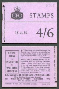 H41 Nov 1959 5/- Booklet BOTH 3d Cyl K13 no dot