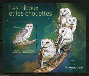 TOGO 2015 OWLS  SOUVENIR SHEET MINT NH