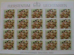 LIECHTENSTEIN STAMP -1980- SC#696 TRADITIONAL COSTUMES-BANDS- MNH  SHEET