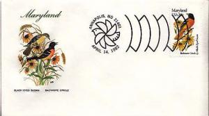 United States, First Day Cover, Birds, Flowers, Maryland