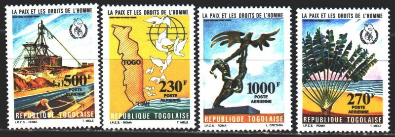 Togo. 1985. 1846-49. Peace and human rights, pigeons, map. MNH.