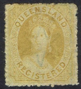 QUEENSLAND 1860 QV CHALON (6D) REGISTERED WMK SMALL STAR  