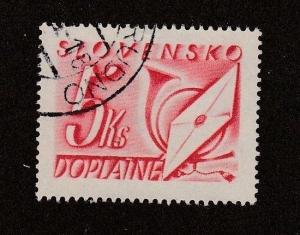 Slovakia, stamp, used, red and white, 5ks, Scott# J37, #M456