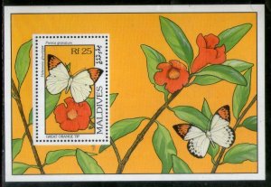 Maldives 1993 Orange Tip Butterflies & Flowers Moth Insect Sc 1906 M/s MNH 5843