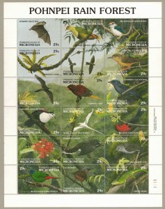 MICRONESIA 1991 Rain Forest Birds Sheet; Scott 149; MNH