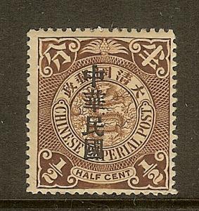China, Scott #146, 1/2c Dragon w/Overprint, MH
