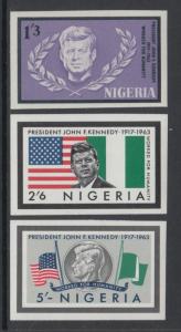 XG-M964 NIGER IND - Kennedy, 1963 John, Imperf., 3 Values MNH Set