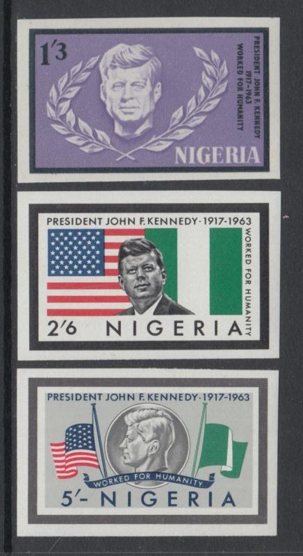 XG-M964 NIGER IND - Kennedy, 1963 John, Imperf., 3 Values MNH Set