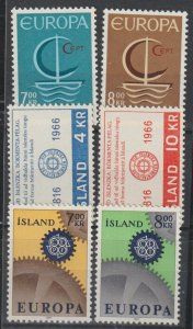 Iceland SC 384-5, 386-7, 389-90 Mint, Never Hinged