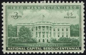 SC#990 3¢ Executive Mansion Single (1950) MNH