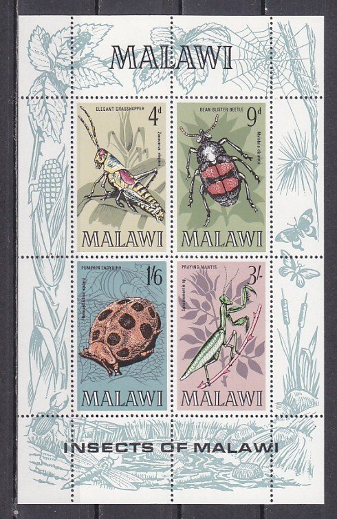 Malawi, Scott cat. 127a. Insects s/sheet.