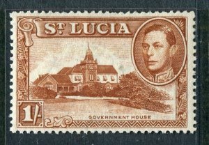 ST. LUCIA; 1938 early GVI issue fine Mint hinged Shade of 1s. value