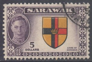 Sarawak Scott 194 - SG185, 1950 George VI $5 used