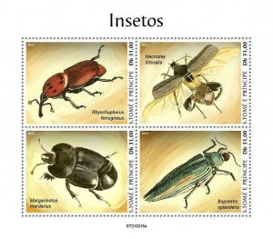 Sao Tome & Principe 2021 MNH Insects Stamps Beetles 4v M/S 