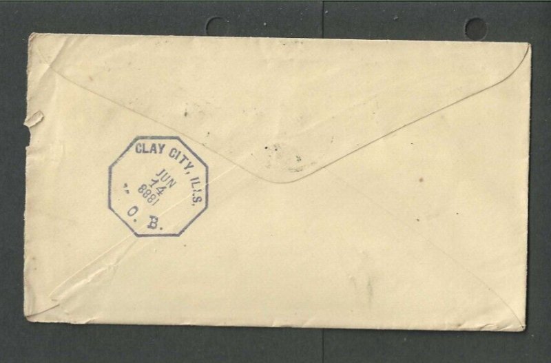 1888 Iuka IL W/MOB Handstamped On Back Signifies Money Order Business