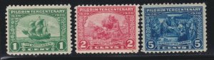 US 548-550 1c-5c Pilgrim Tercentenary Mint VF OG NH SCV $97.50