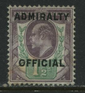 KEVII 1903 1 1/2d Admiralty Official mint o.g.