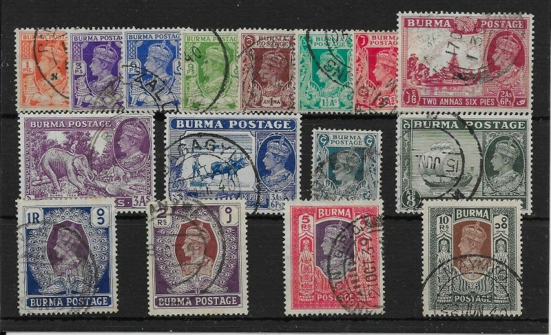 BURMA SG18b/33 1938-40 DEFINITIVE SET USED