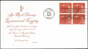 US FDC #C64a Tagged Block of 4 Artmaster Cachet Dayton, OH Unaddressed