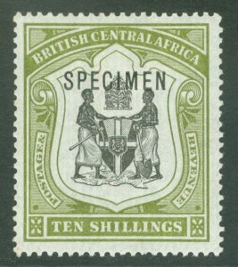 SG 50s British Central Africa, Nyasaland 1897-1900. 10/- black & olive-green...