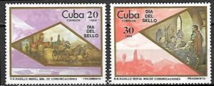 CUBA Sc# 2787-2788 STAMP DAY philately collecting mail CPL SET of 2 1985 MNH