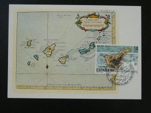 geography map of Canarias Islands 18th century maximum card Spain 1982