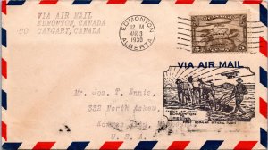 Canada 1930 FFC - Airmail - Edmonton, Alta To Regina Sask - F72092