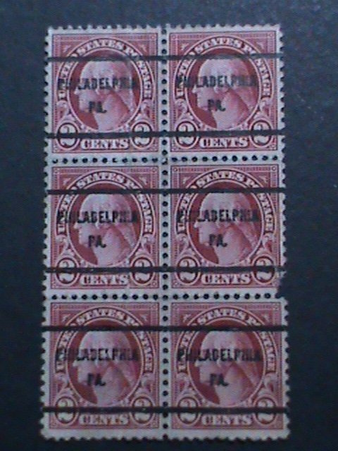 ​UNITED STATES 1922 SC#554  100 YEARS OLD STAMP-WASHINGTON-PRECANCEL BLOCK VF