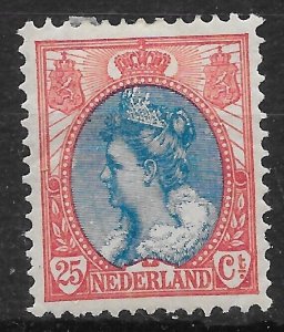 NETHERLANDS SG188 1898 25c BLUE & PINK MTD MINT
