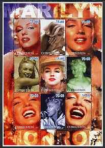 Uzbekistan 2002 Marilyn Monroe #1 perf sheetlet containin...