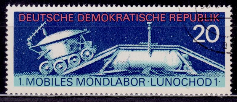 DDR, East Germany, Lunokhod 1 on Moon, 20pf, Scott# 1428, used