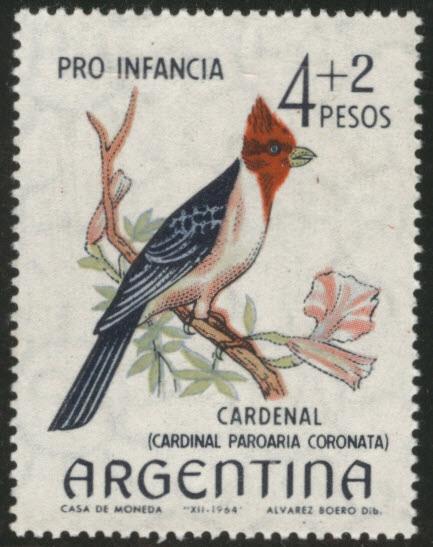 Argentina Scott B47 MNH**1964 Bird, Red Crested Cardinal