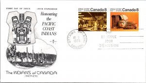 Canada 1974 FDC - Pacific Coast Indians - Ottawa, Ont - Single F78816