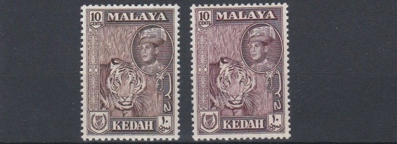 KEDAH    1959 - 62    S G  109 + 109a   2X 10C  VALUES  MH 