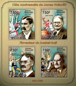 TOGO - 2011 - James Naismith - Perf 4v Sheet -Mint Never Hinged