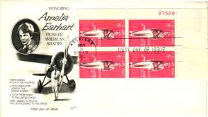 #C68 Amelia Earhart Plate Block - Fleetwood cachet