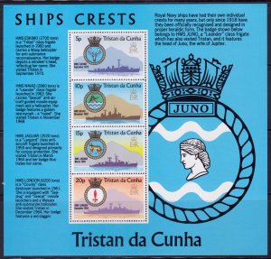 Tristan da Cunha, 1977, Royal Navy Ships with Crests, s/s, Mi#B6, MNH,++