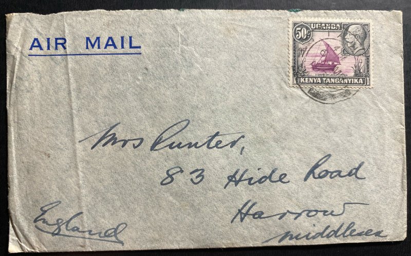 1946 Tanga Tanganyika British KUT Airmail Cover to Harrow England 