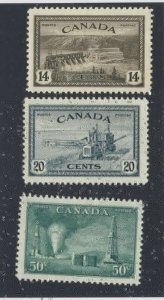 3x Canada Mint stamps #270-14c #271-20c #294-50c Oil Wells Guide Value = $22.50